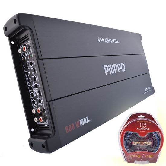 Pilippo PO-1080 5 Kanal 680 Watt Oto Amplifikatör + Kablo seti resmi