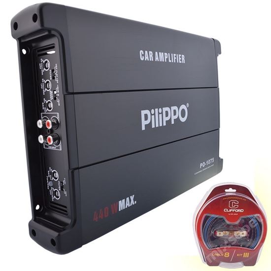 Pilippo PO-1075 4 Kanal 440 Watt Oto Amplifikatör + Kablo seti resmi